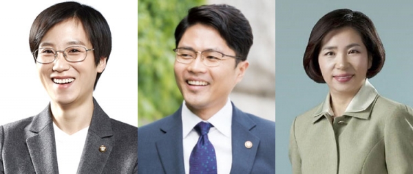 ▲제20대 국회의원 선거 공천에서 탈락한 현역 의원들. 사진 왼쪽부터 더불어민주당 장하나·김광진 의원과 국민의당 전정희 의원. ©공식홈페이지 및 국회
